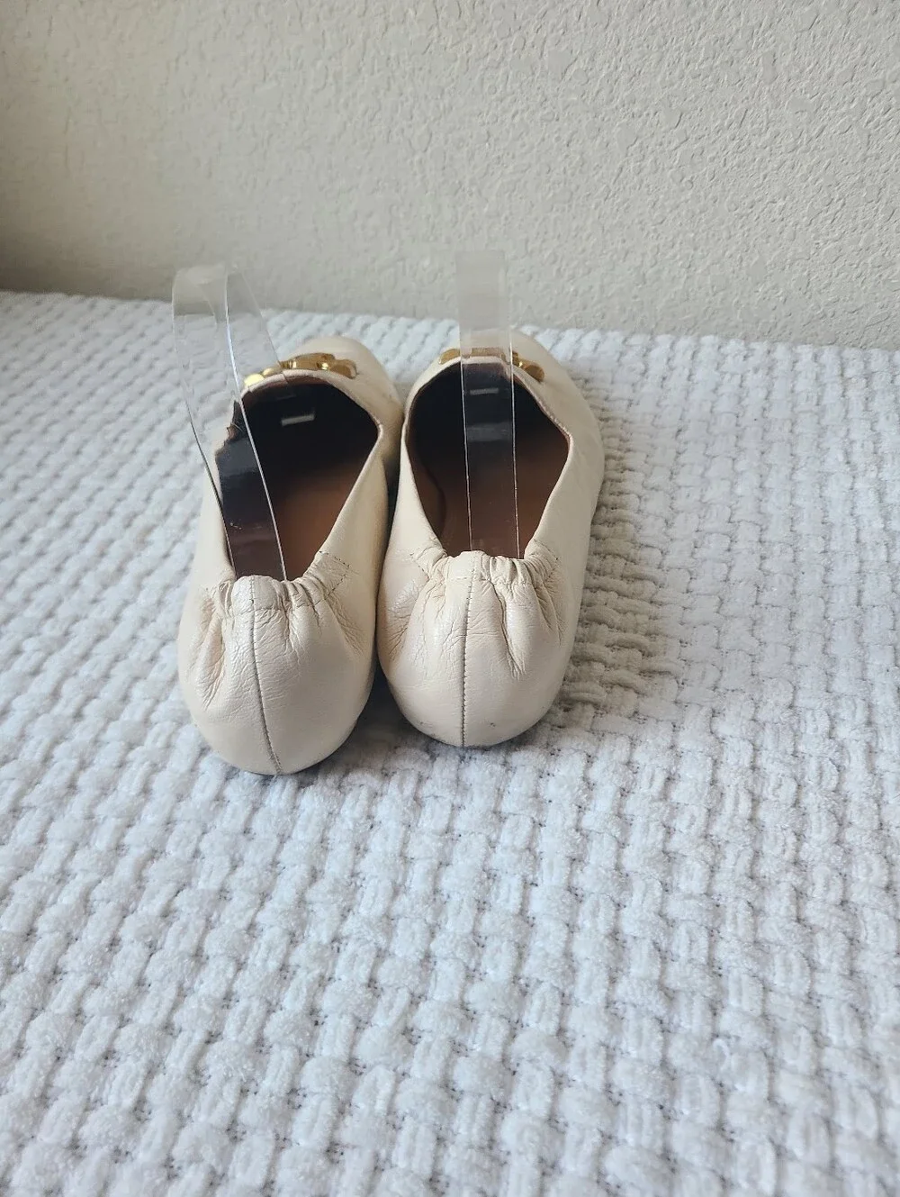 Tory Burch Women's Cream Leather Eleanor Loafers Size 10